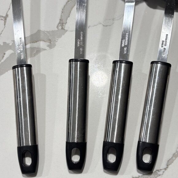 Stainless Steel Black Plastic Serving Utensils 5 Piece Set Spoons Ladle + Turner - Picture 7 of 11